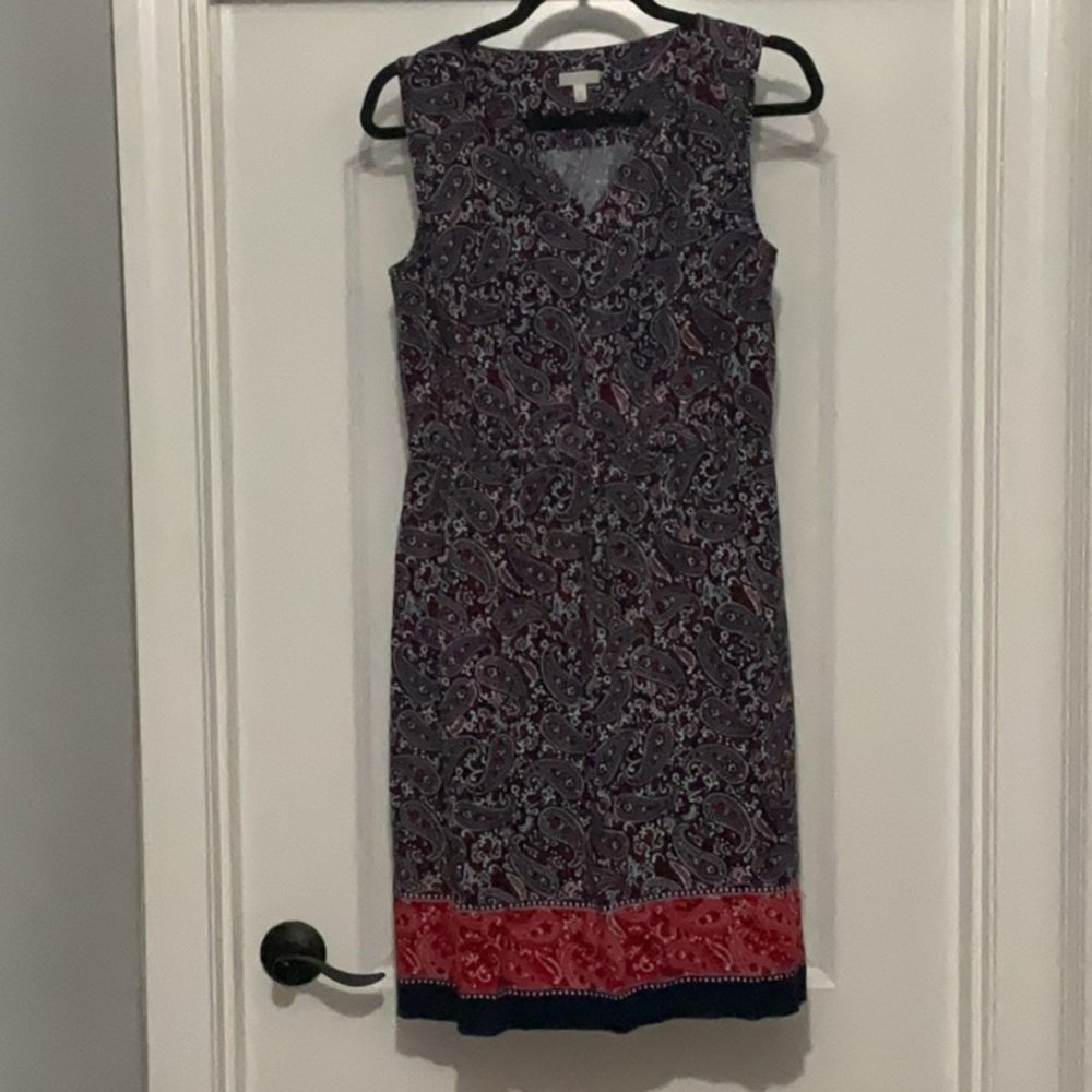 Talbots Black and White Sleeveless Sheath Dress